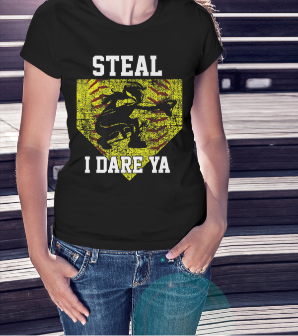 Steal I Dare Ya Softball Catcher Player T-Shirt