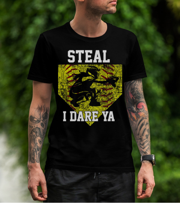 Steal I Dare Ya Softball Catcher Player T-Shirt
