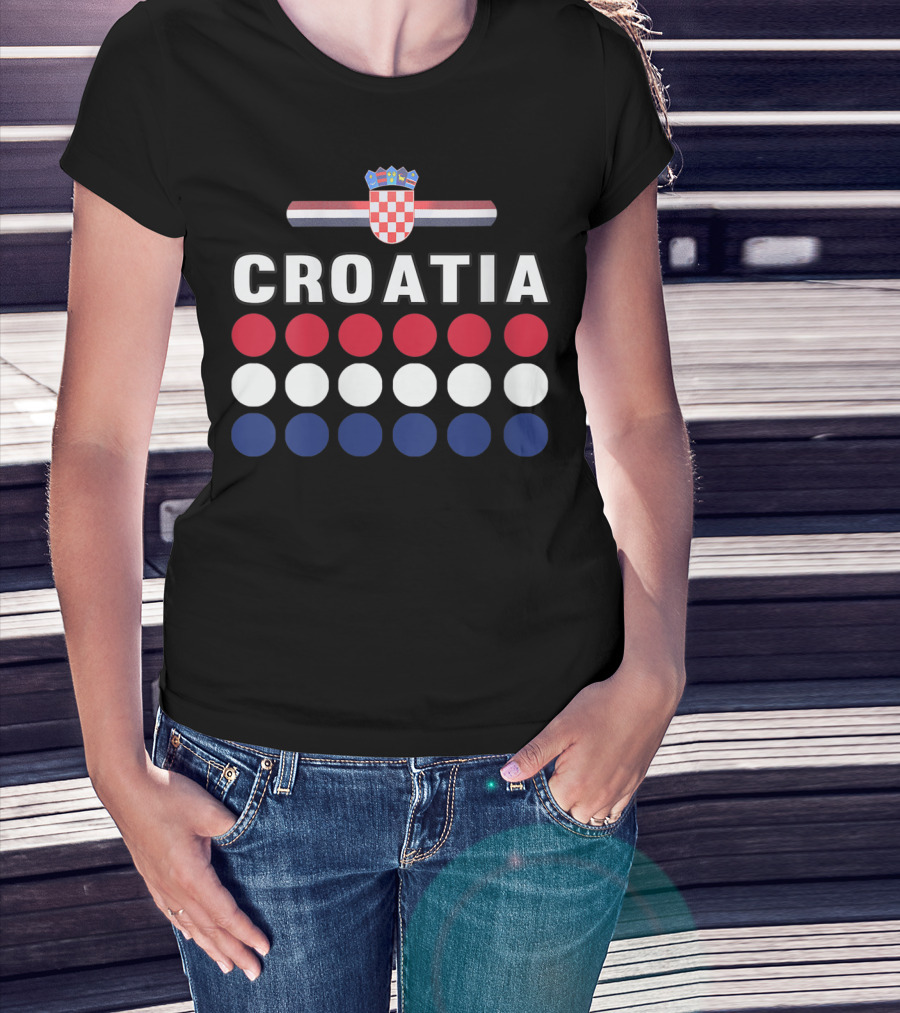 Croatia National Pride Croatian Flag Colors Checkerboard Crest T-Shirt