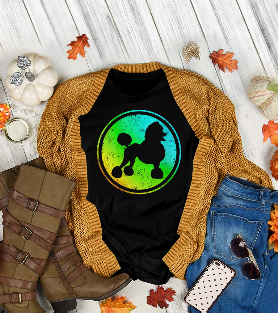 Poodle Watercolor Poodle Dog Silhouette Circle T-Shirt