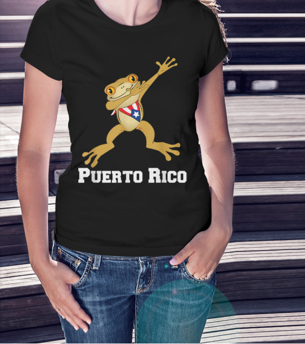 Dabbing Coqui Frog Puerto Rico Flag T-Shirt