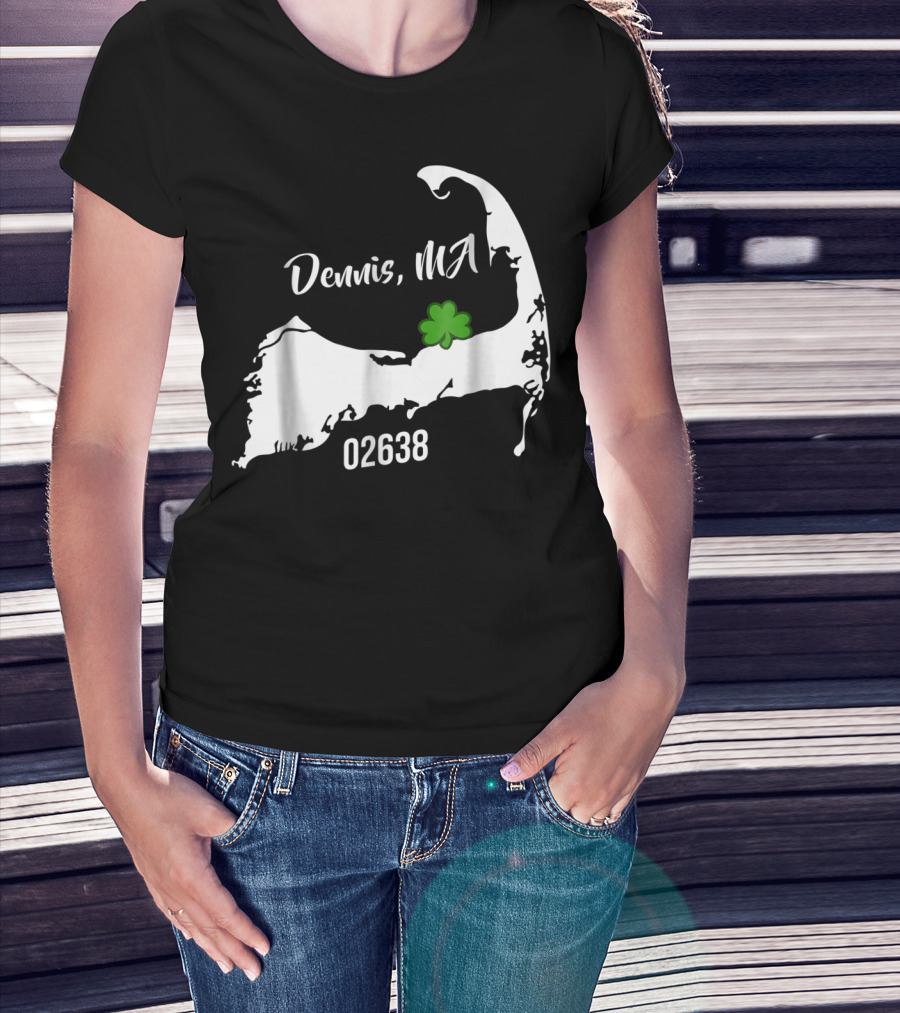 Dennis MA 02638 Cape Cod Shamrock Summer Map T-Shirt