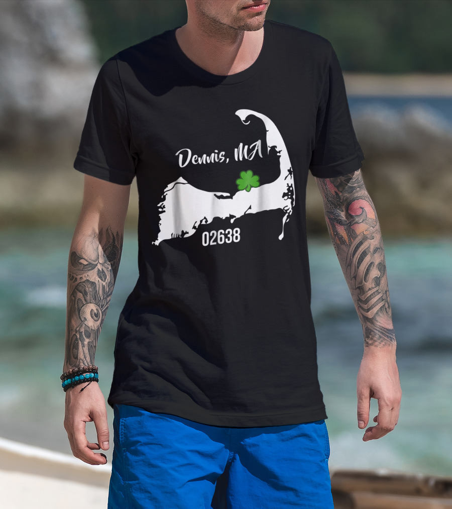 Dennis MA 02638 Cape Cod Shamrock Summer Map T-Shirt