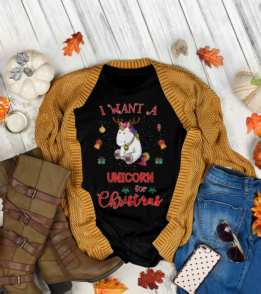 I Want A Unicorn For Christmas Funny Unicorn Xmas Pajama T-Shirt