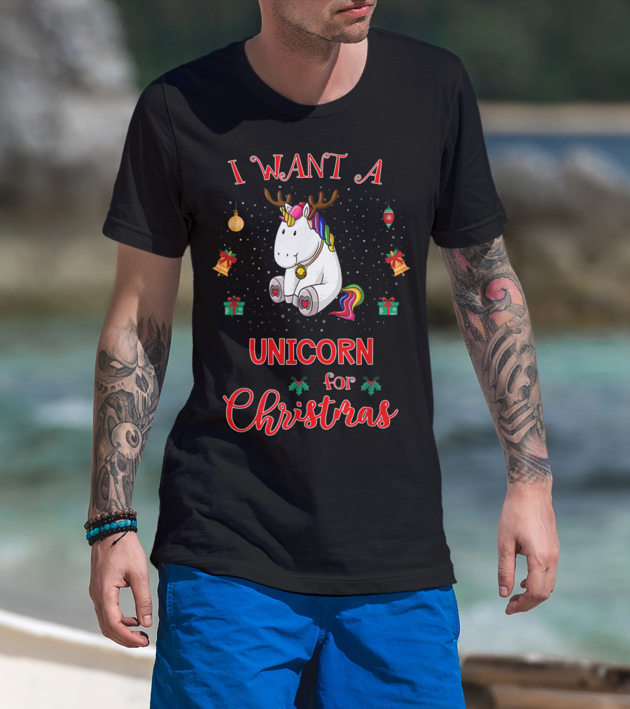 I Want A Unicorn For Christmas Funny Unicorn Xmas Pajama T-Shirt