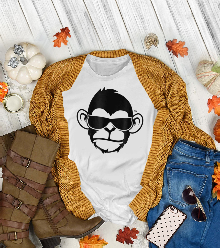 Fuzewear Monkey Face Sunglasses Cool Black T-Shirt