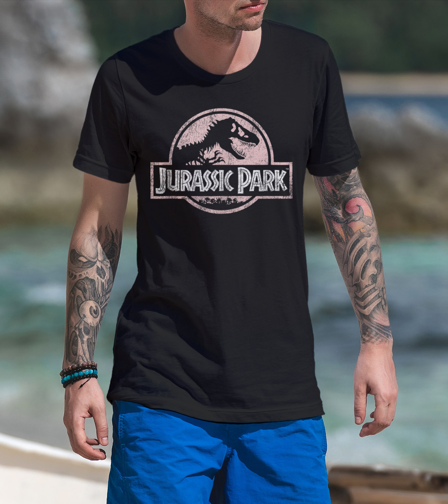 Jurassic Park Classic Peach Logo Dinosaur T-Shirt