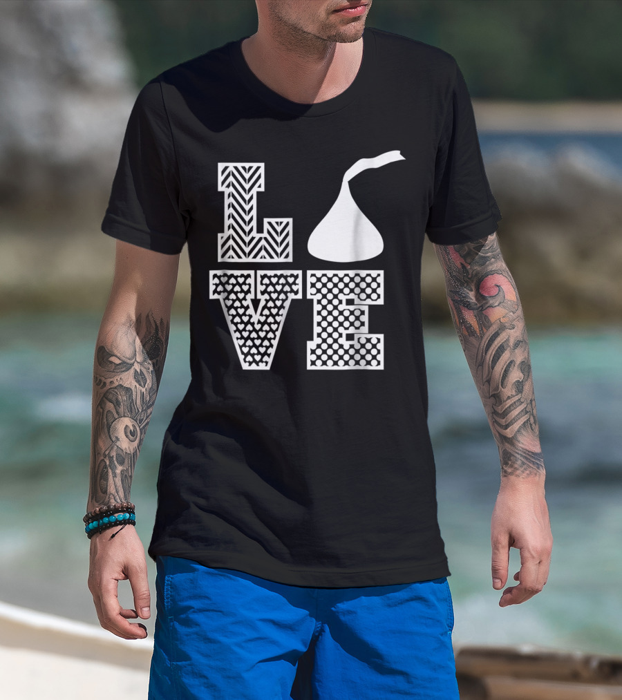 LOVE Hershey's Kisses Patterned Lettering Design Style 24476 T-Shirt