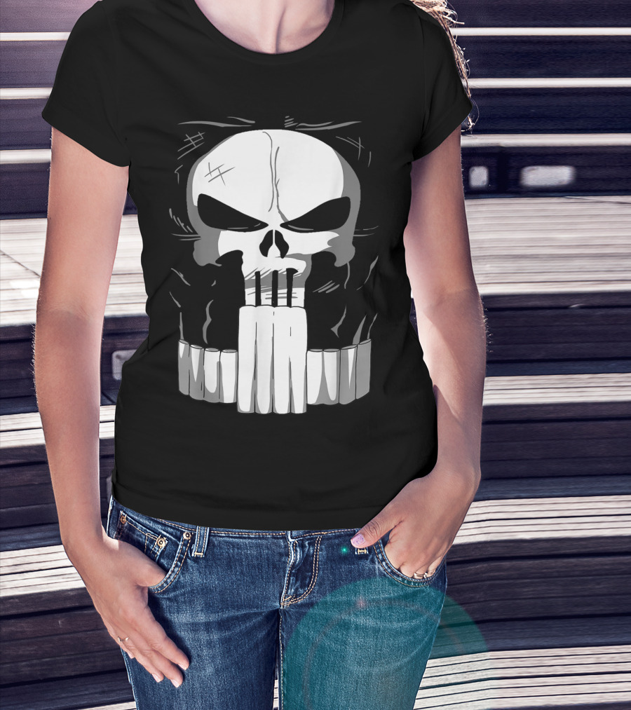 Marvel Punisher Skull With Bullet Teeth T-Shirt