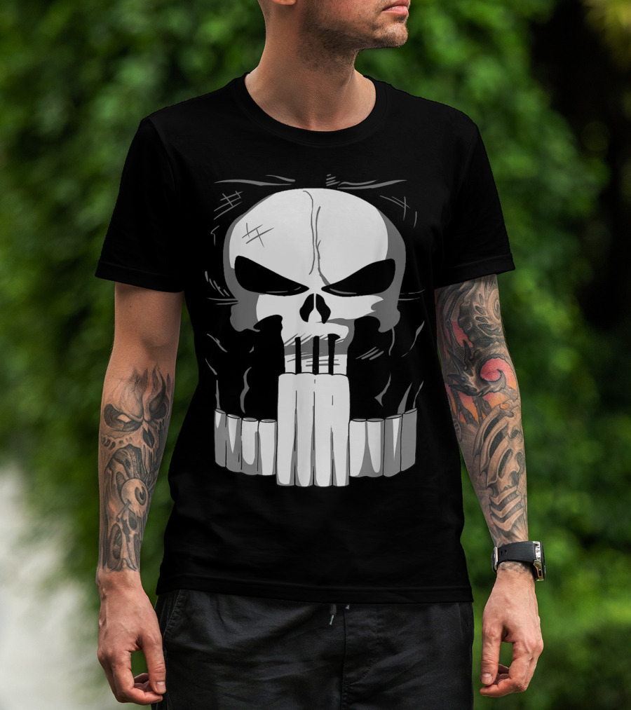 Marvel Punisher Skull With Bullet Teeth T-Shirt