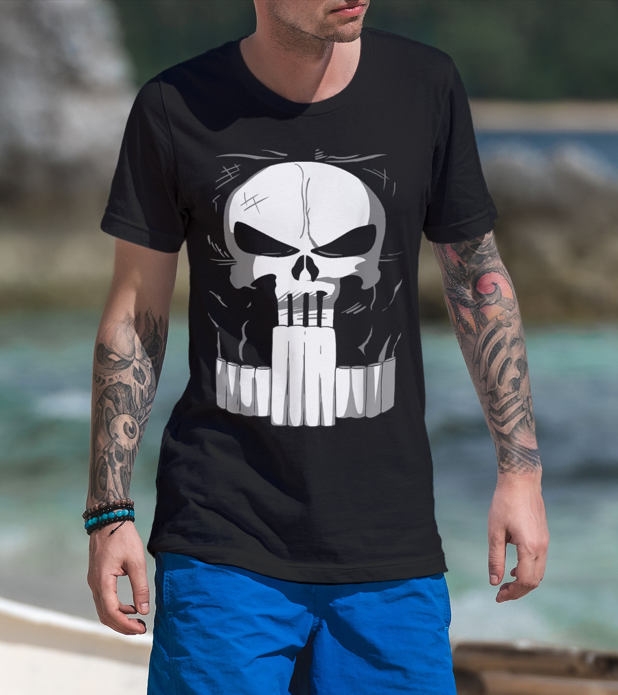 Marvel Punisher Skull With Bullet Teeth T-Shirt