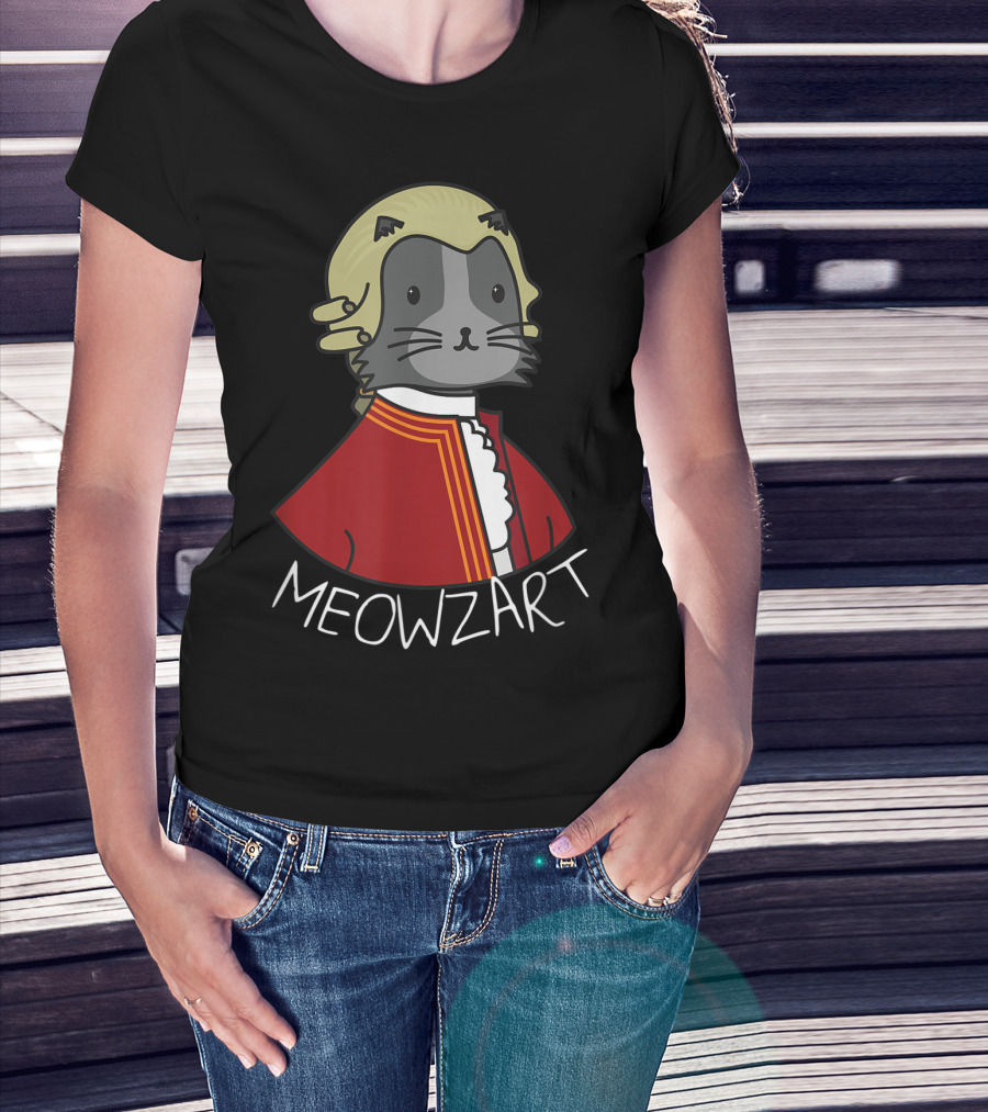 Meowzart Funny Cat Classic Music Mozart With Red Coat And Wig T-Shirt