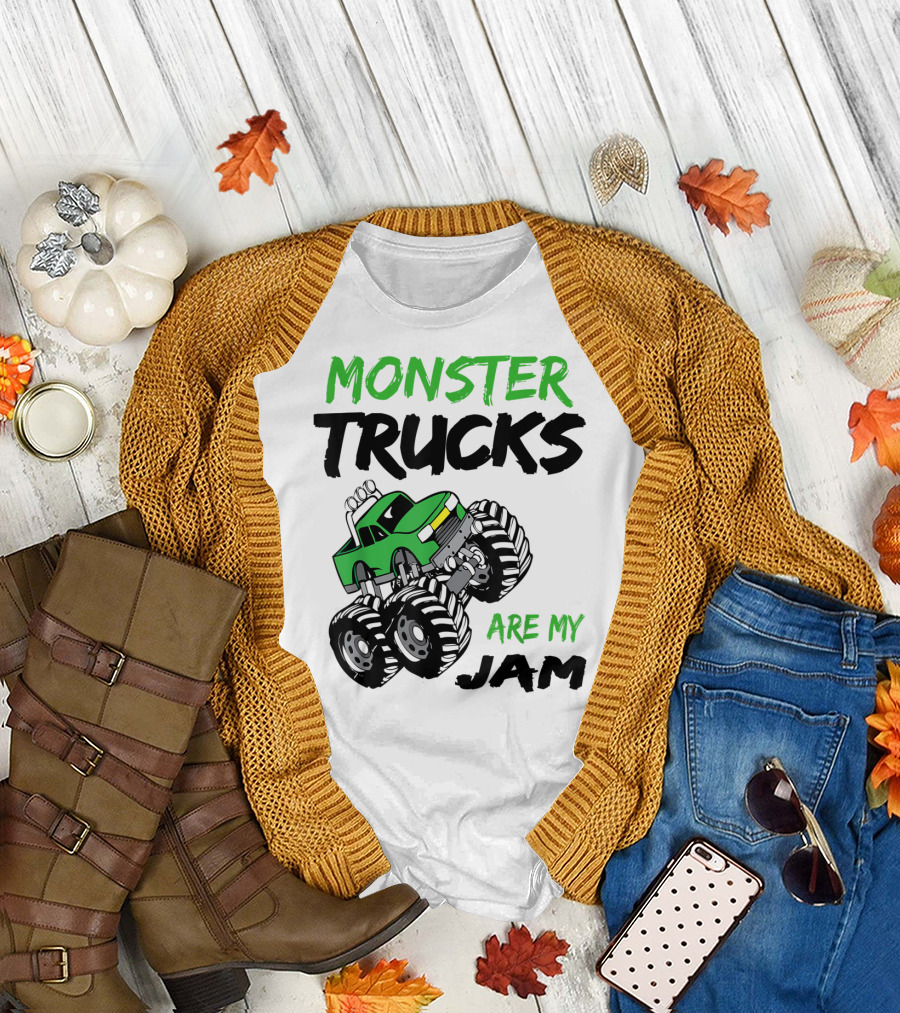 Monster Trucks Are My Jam Classic Green Racing Adventure T-Shirt