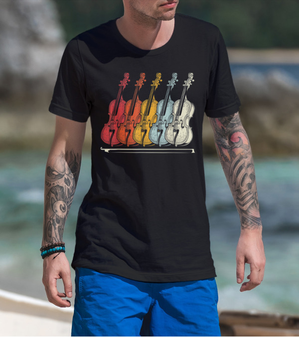 Classic Cello Rainbow Musical Instrument T-Shirt