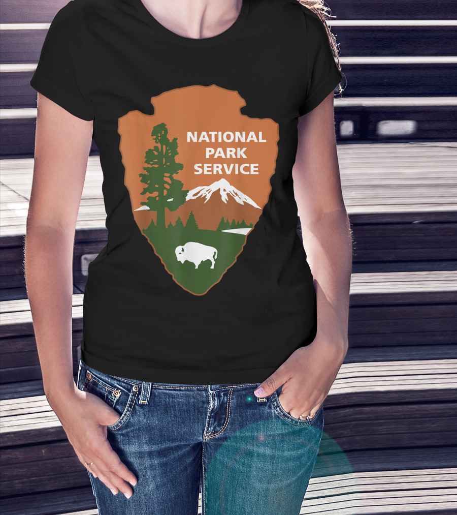 National Park Service Logo Badge With Mountain And Bison T-Shirt