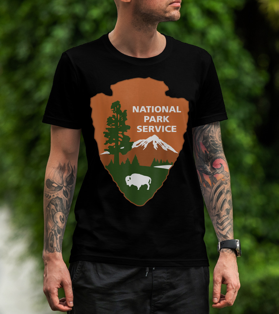 National Park Service Logo Badge With Mountain And Bison T-Shirt