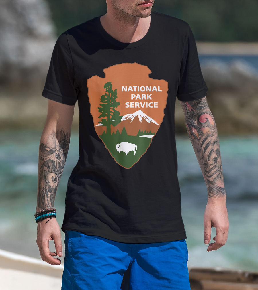 National Park Service Logo Badge With Mountain And Bison T-Shirt