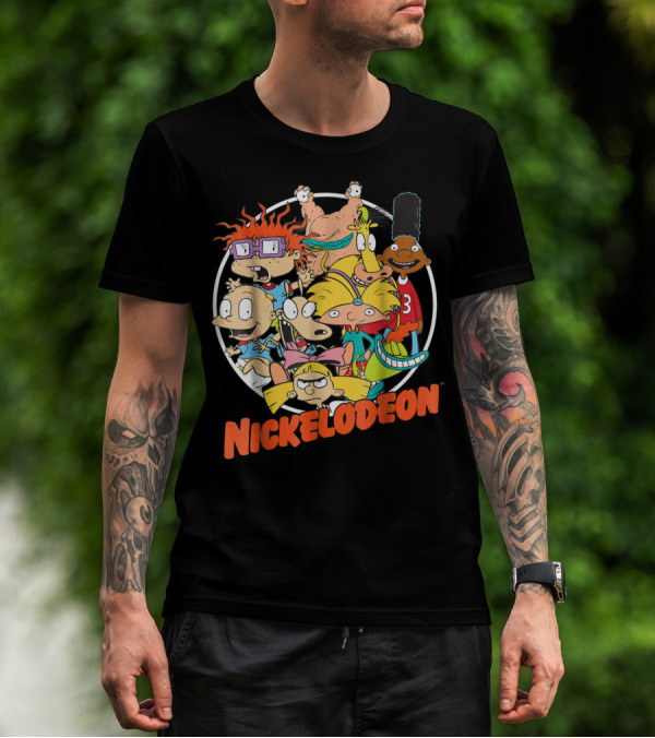 Nickelodeon Classic 90s Characters Rugrats Hey Arnold Gerald Cartoons T-Shirt