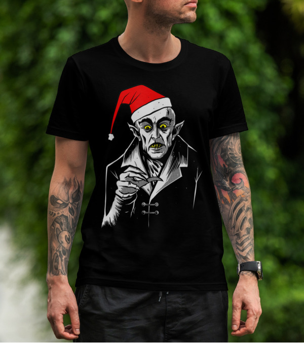 Nosferatu Vampire Santa Christmas Clause T-Shirt