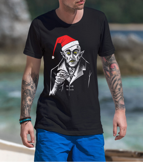 Nosferatu Vampire Santa Christmas Clause T-Shirt