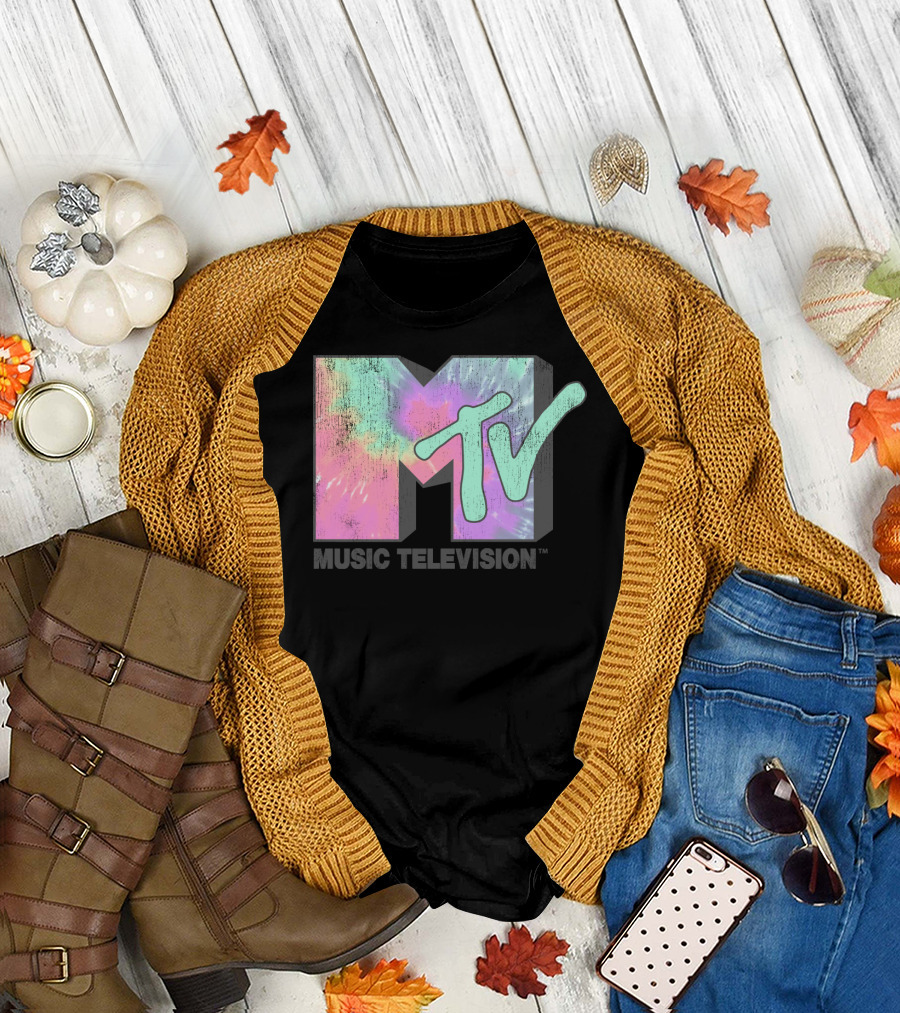 MTV Music Television Neon Tie Dye T-Shirt