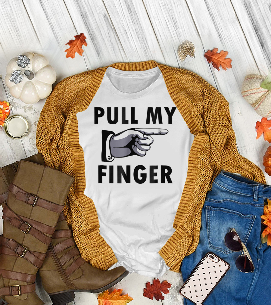 Pull My Finger Classic Funny Farting Jokes Hand Pointing Humor T-Shirt