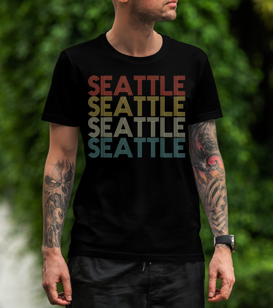 Retro Seattle Classic Vintage Seattle Repeated T-Shirt