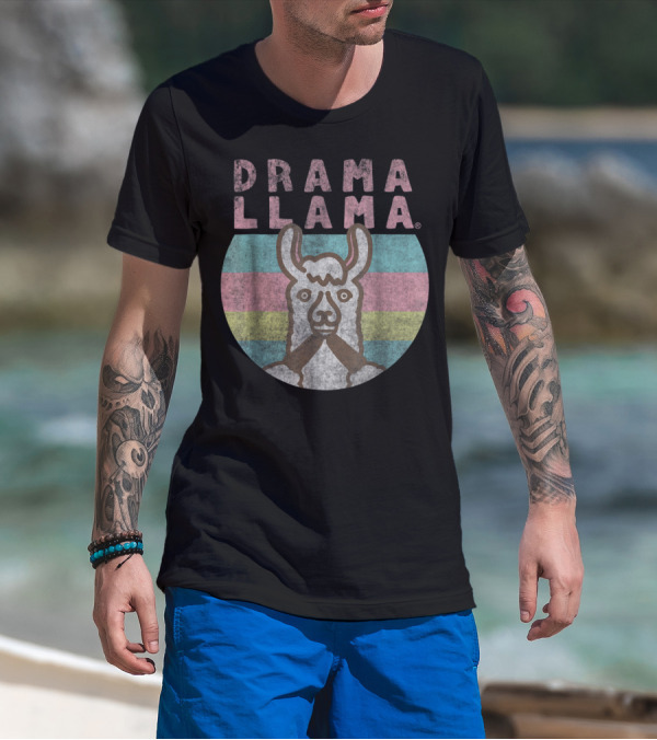 Drama Llama Vintage Classic Lama Retro Stripes T-Shirt