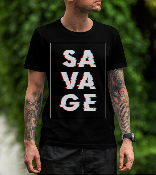 Savage Glitch Effect Social Disruptor T-Shirt
