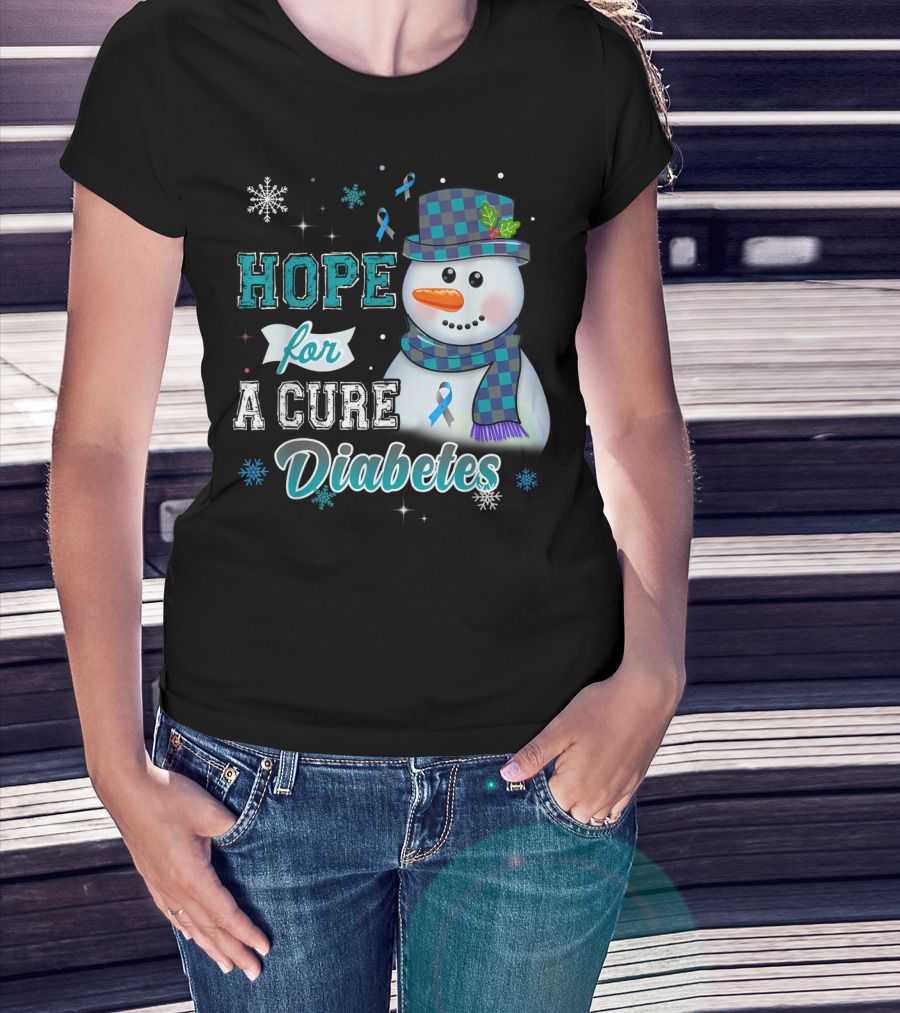HOPE FOR A CURE DIABETES Snowman T-Shirt
