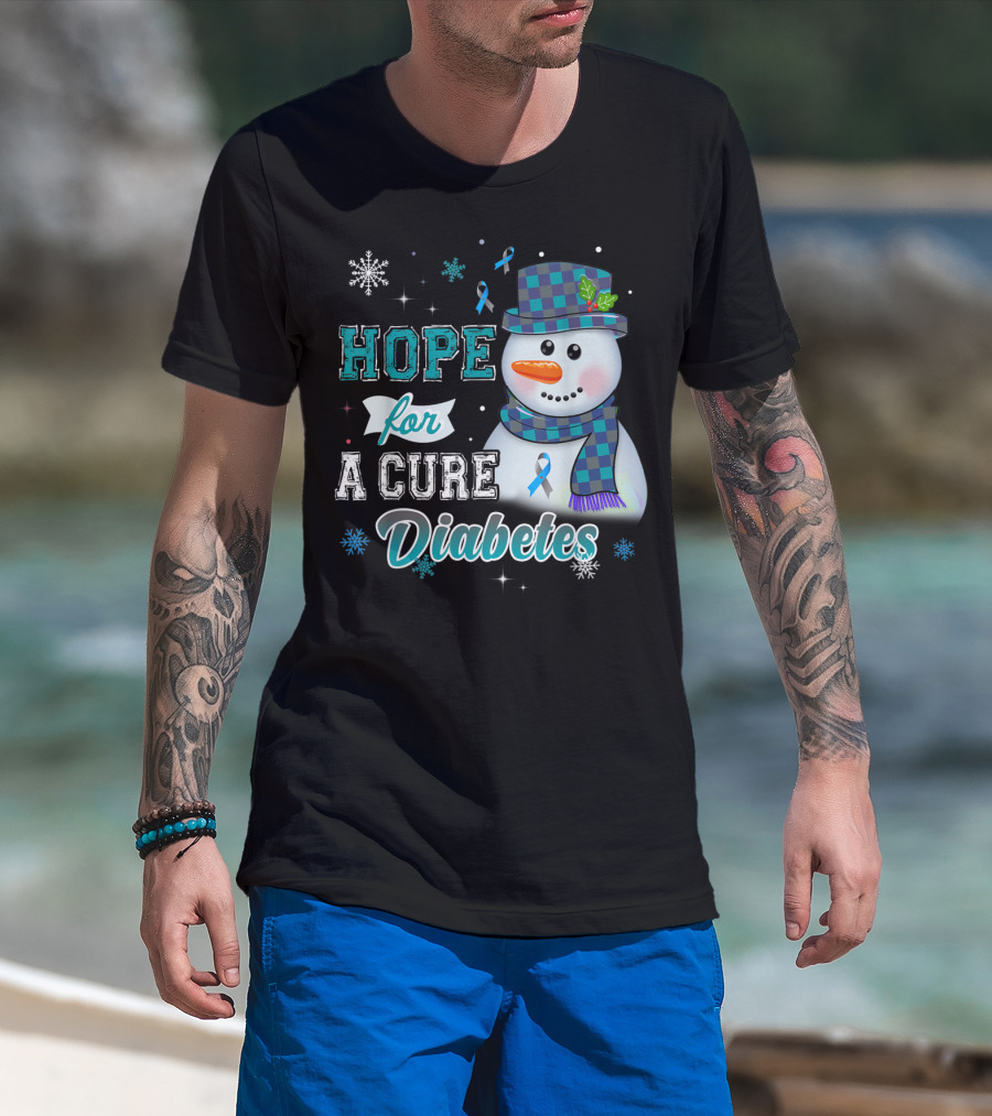HOPE FOR A CURE DIABETES Snowman T-Shirt