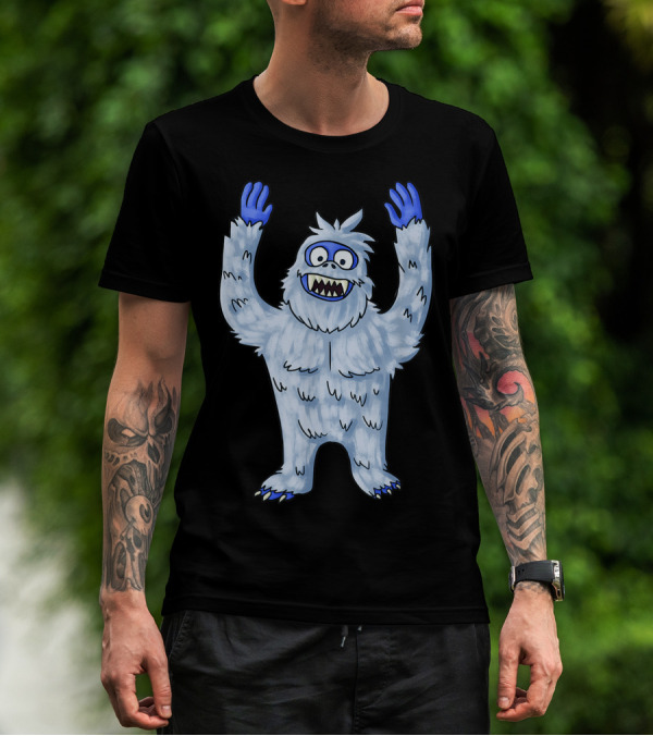 Vintage Christmas Abominable Snowman With Classic Blue And White Furry Monster T-Shirt