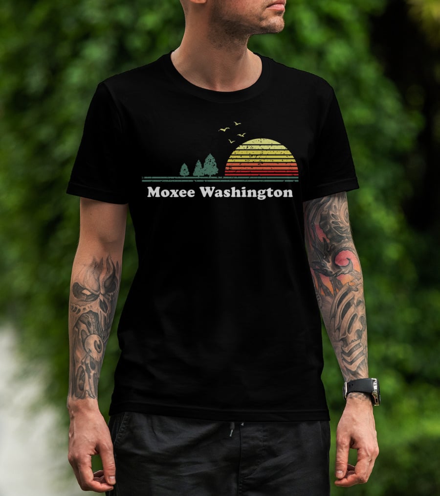 Moxee Washington Vintage Sunset With Trees And Birds T-Shirt