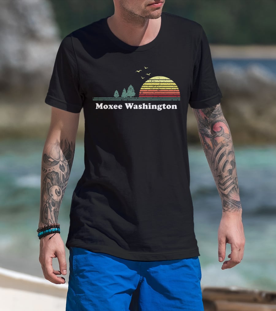 Moxee Washington Vintage Sunset With Trees And Birds T-Shirt