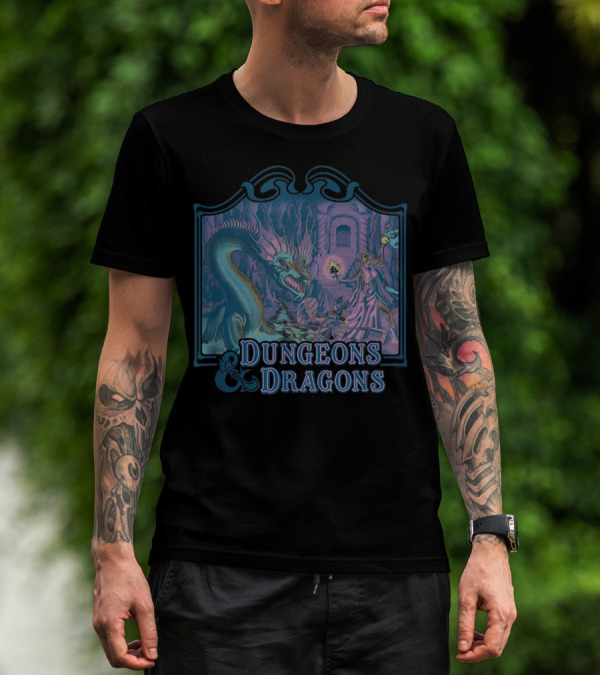 Dungeons And Dragons Classic Basic Rule Dragon Encounter Scene T-Shirt