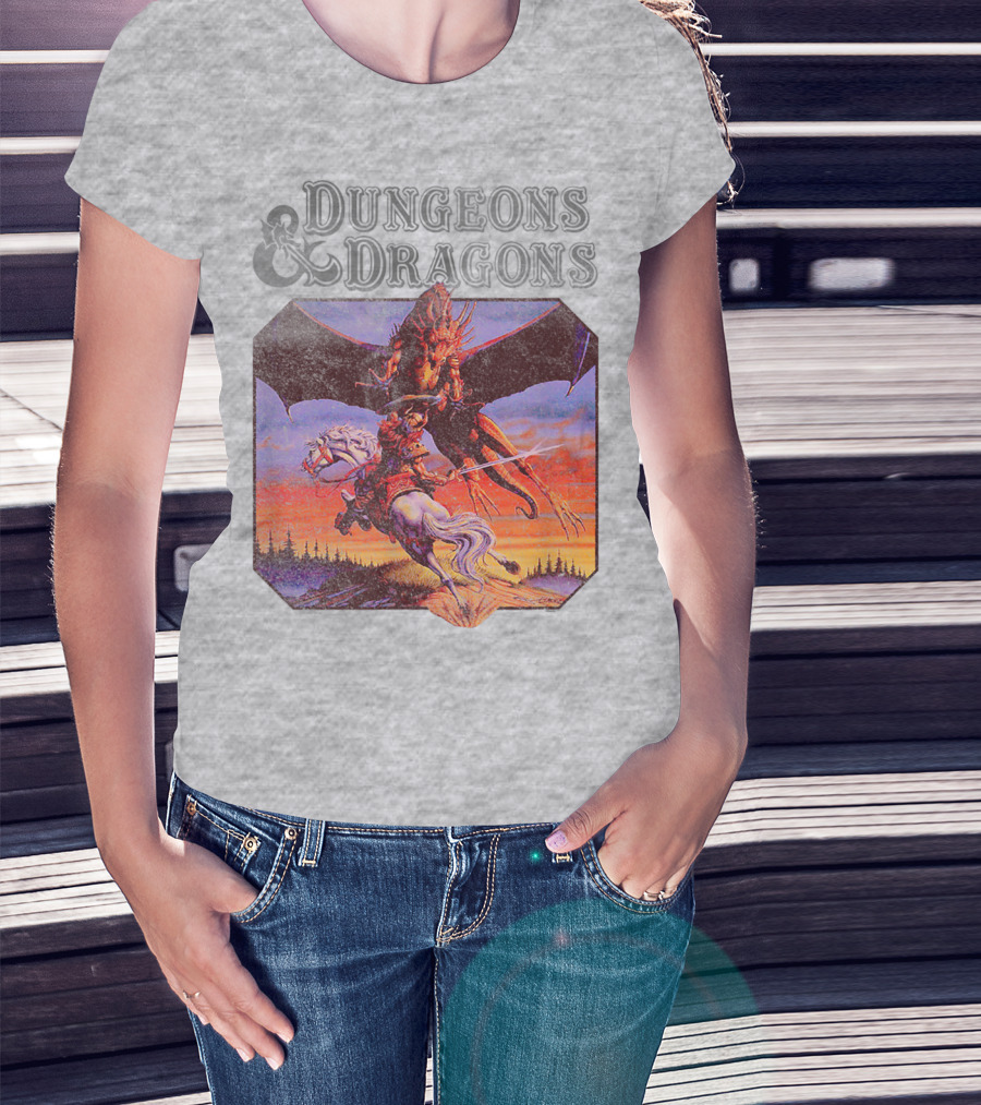 Dungeons And Dragons Classic Expert Rules Knight With Dragon T-Shirt