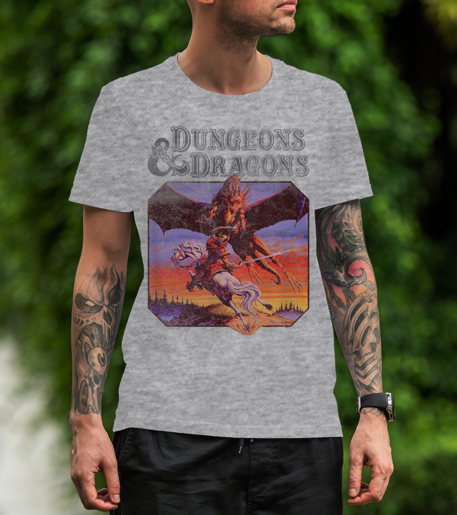 Dungeons And Dragons Classic Expert Rules Knight With Dragon T-Shirt
