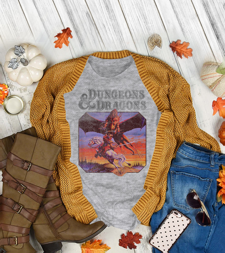 Dungeons and Dragons Classic Expert Rules Knight with Dragon T-Shirt