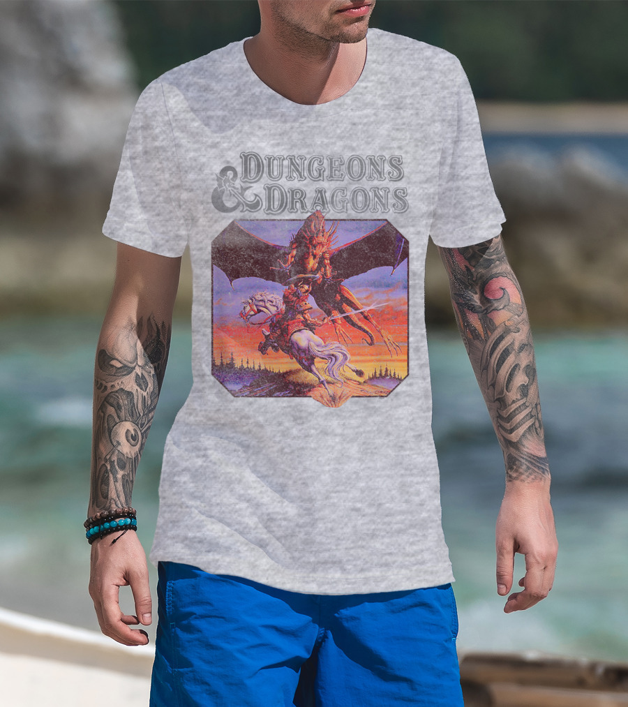 Dungeons And Dragons Classic Expert Rules Knight With Dragon T-Shirt