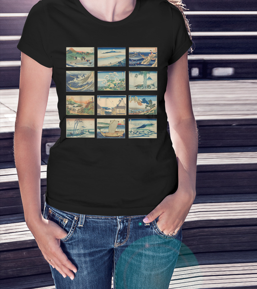 Famous Vintage Japanese Classics Ukiyo-e Wave And Mount Fuji T-Shirt
