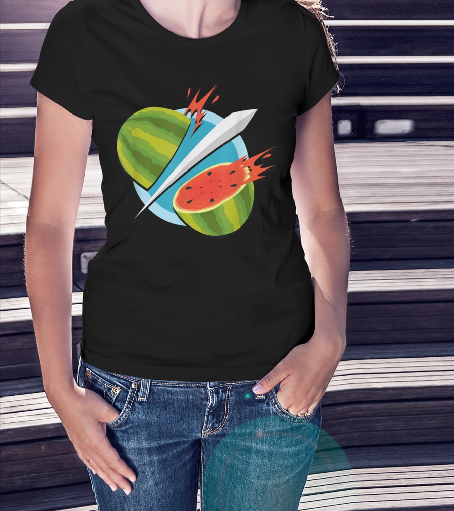 Fruit Ninja Watermelon Slice With Sword T-Shirt