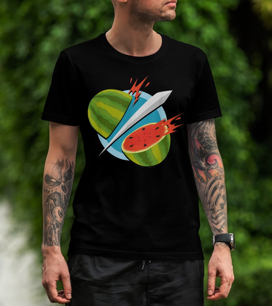 Fruit Ninja Watermelon Slice With Sword T-Shirt