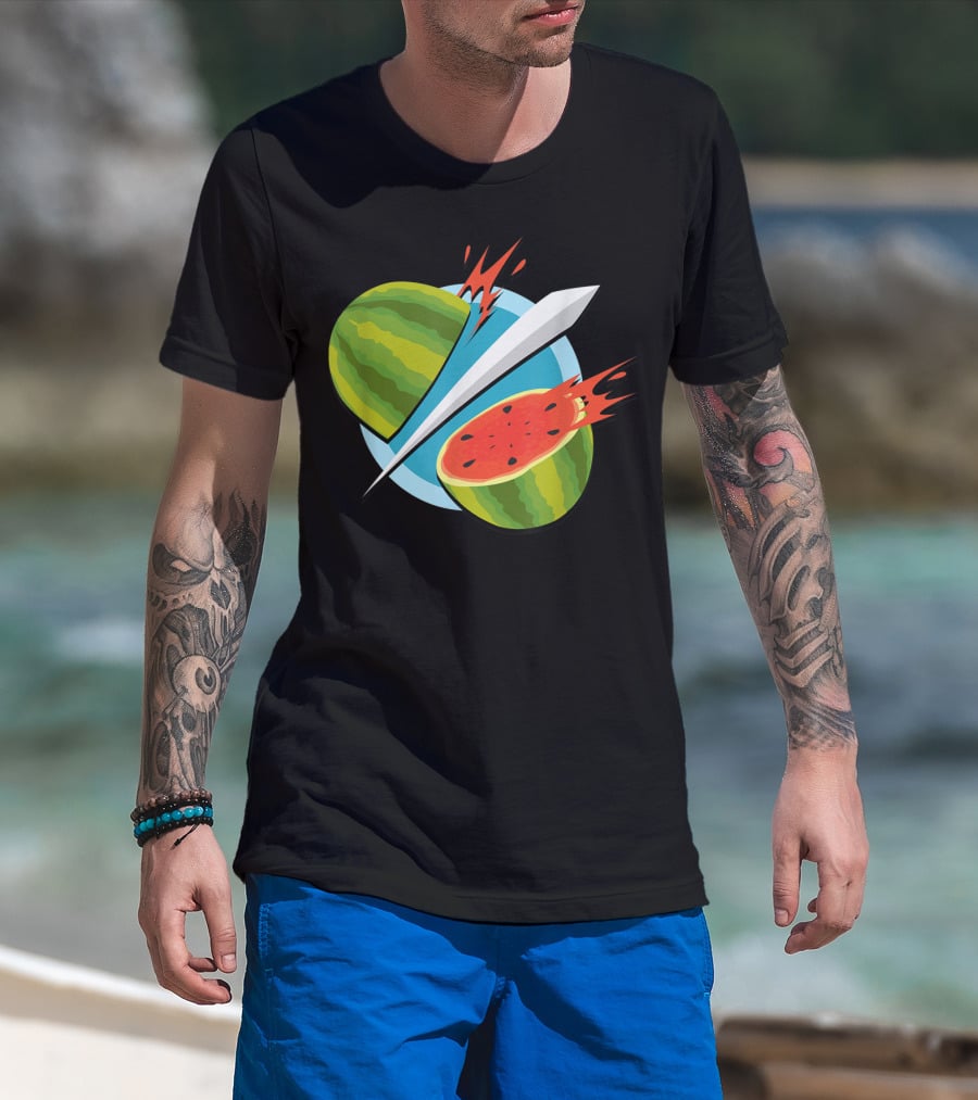 Fruit Ninja Watermelon Slice With Sword T-Shirt