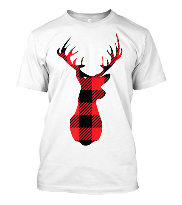 Buffalo Plaid Red Black Christmas Deer T-Shirt
