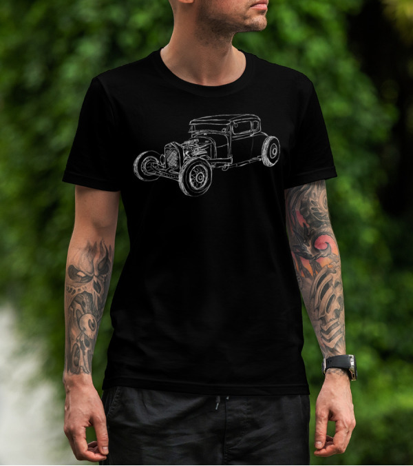 Hot Rod Classic Coupe Outline Rust Bucket Rat T-Shirt