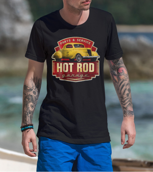 Hot Rod Garage Parts And Service Vintage Car T-Shirt