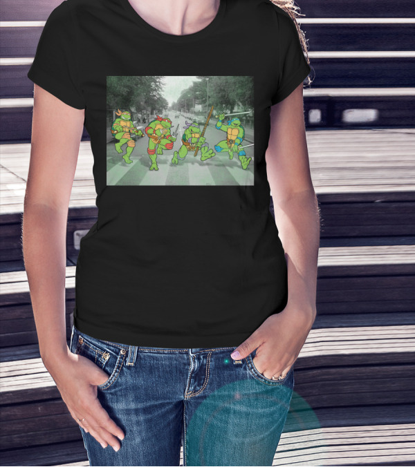 Nage Mutant Ninja Turtles Abbey Road Style Street Scene T-Shirt