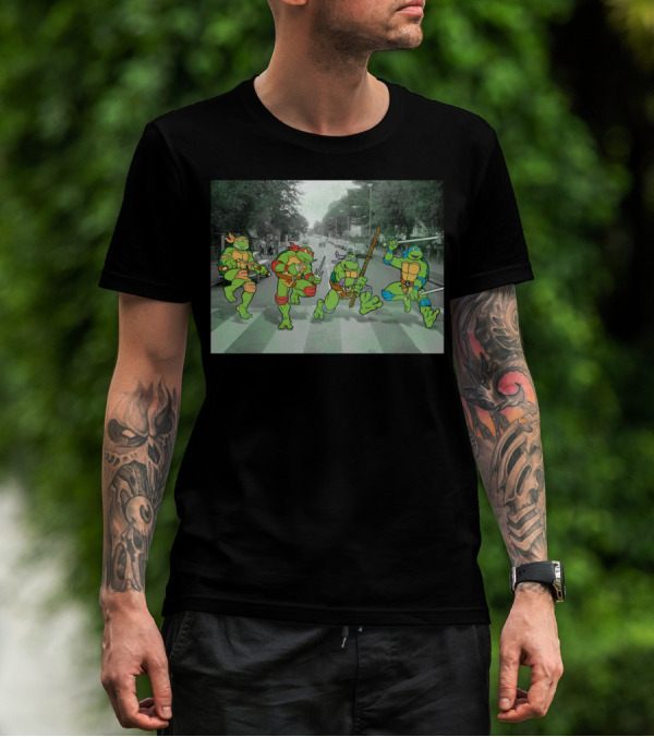 Nage Mutant Ninja Turtles Abbey Road Style Street Scene T-Shirt