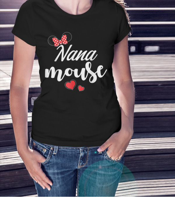 Nana Mouse With Polka Dot Bow And Red Hearts T-Shirt