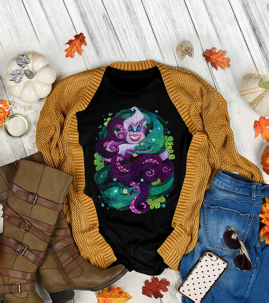 Disney The Little Mermaid Ursula Sea Witch Tentacles and Green Eels T-Shirt